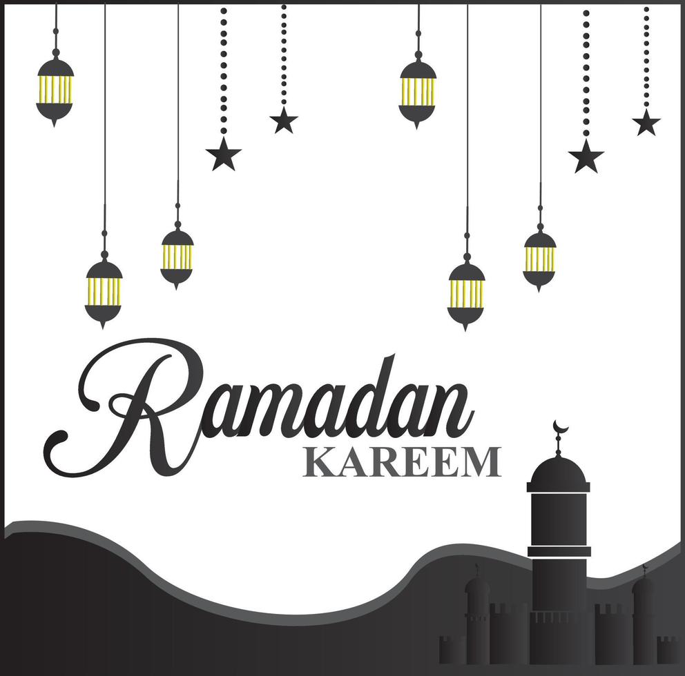 phare dans la mosquée ramadan kareem.ramadan kareem calligraphie et typographie arabe. vecteur