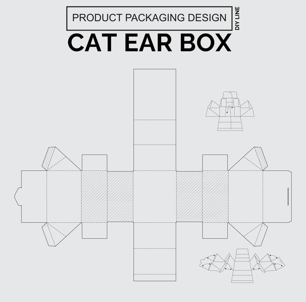 personnaliser la conception de l'emballage du produit boîte d'oreille de chat vecteur