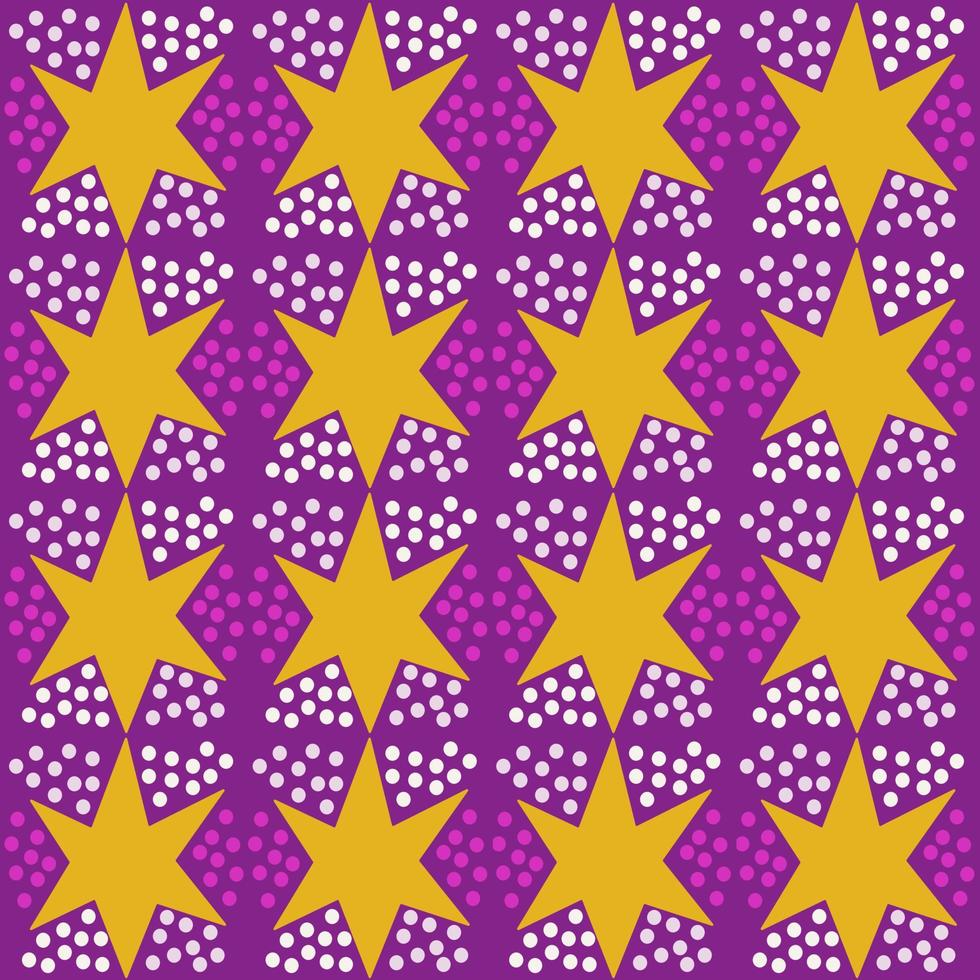 étoile jaune sur fond carré à pois violet. vecteur