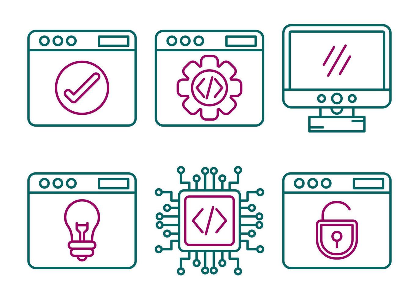 jeu d'icônes vectorielles de développement web vecteur