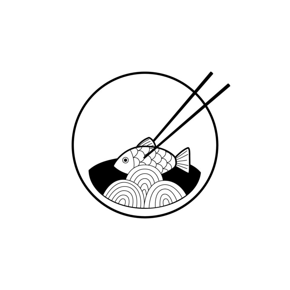 logo de cuisine asiatique blanc isolé vecteur