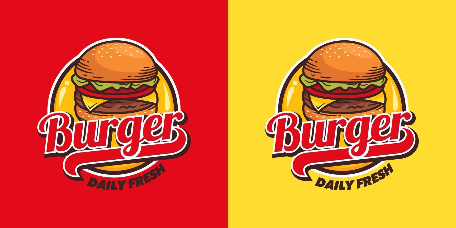 illustration du logo vectoriel de hamburgers chauds. emblème de hamburgers modernes. art vectoriel.