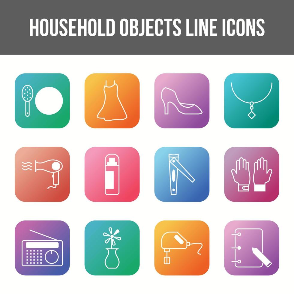 ensemble d'icônes de ligne vectorielle d'objets ménagers uniques vecteur