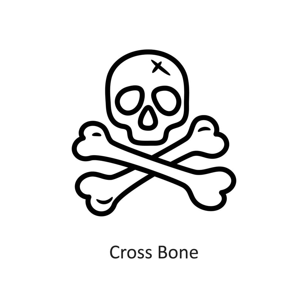 illustration de conception d'icône de contour de vecteur d'os croisé. symbole de jeu sur fond blanc fichier eps 10