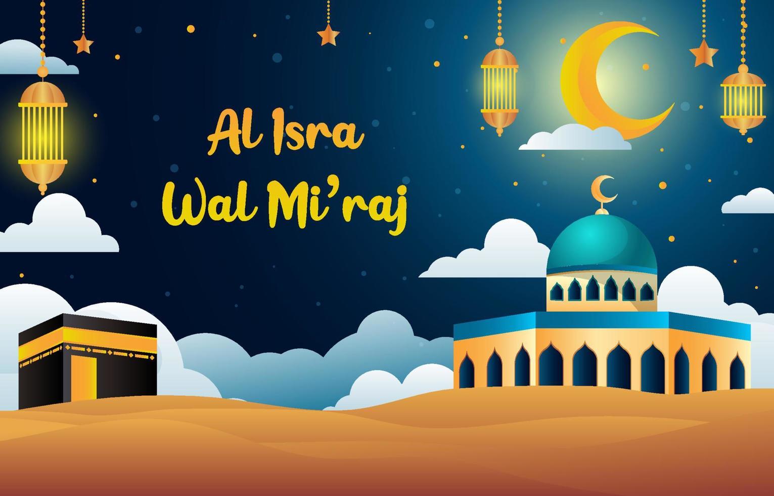 fond d'al isra wal mi'raj vecteur