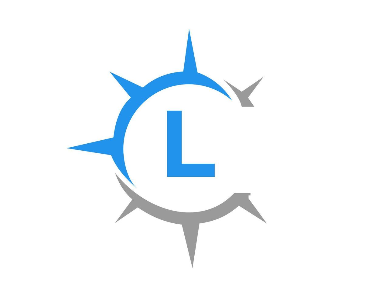 concept de conception de logo lettre l boussole. boussole vecteur
