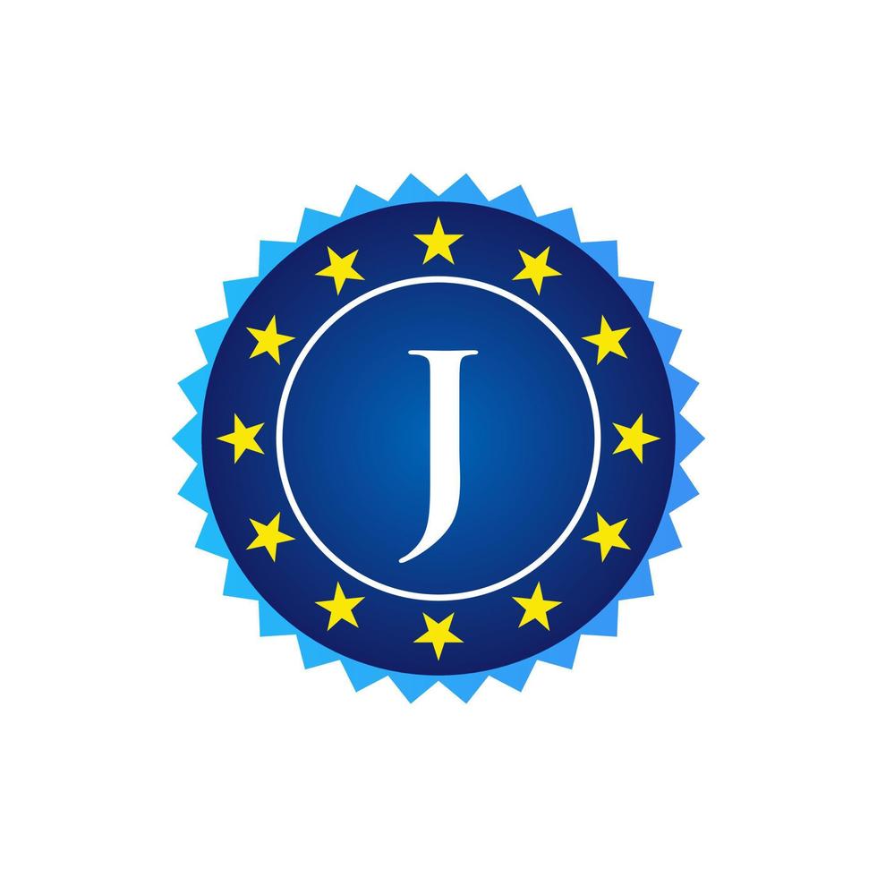 lettre j badge vintage modèle de logo vectoriel rétro badges, étiquettes, emblèmes, marques et design