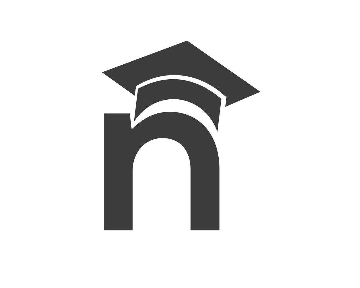 logo de l'éducation avec le concept de chapeau de lettre n vecteur