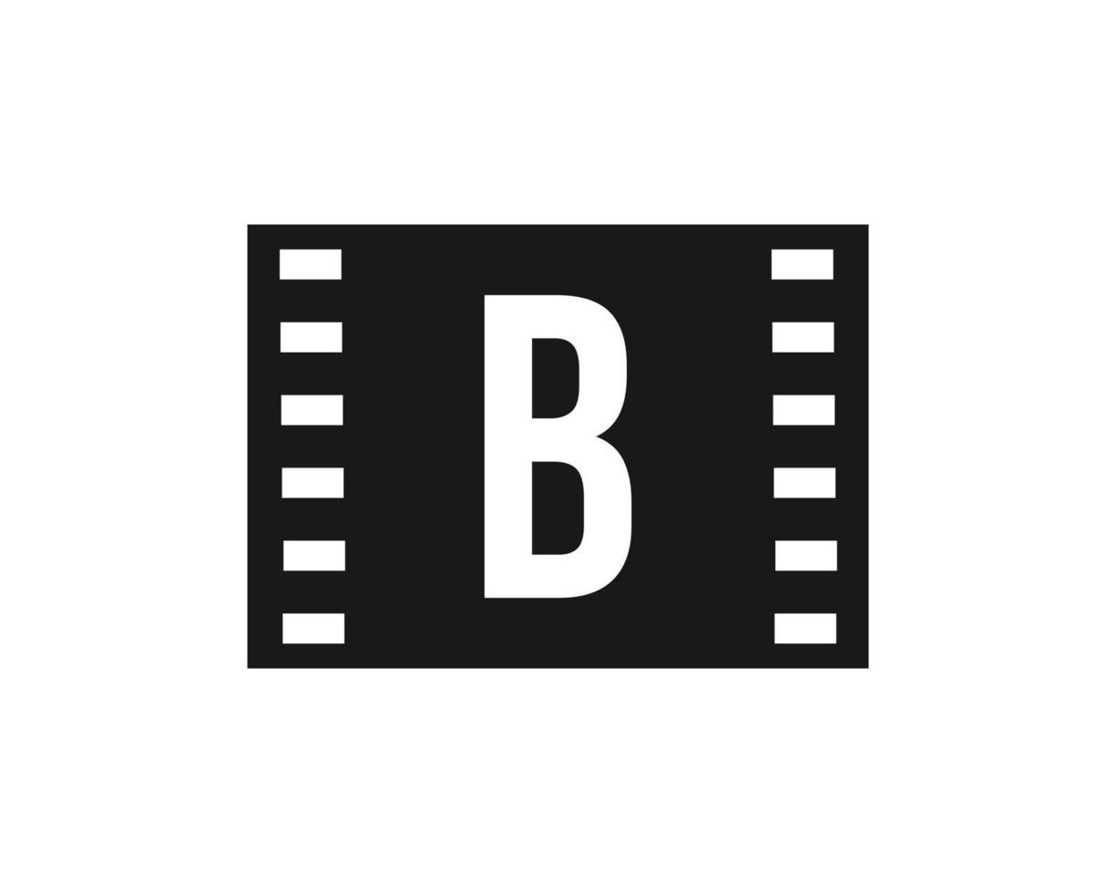 logo du film de mouvement sur la lettre b. signe de film de film, logo de production de film vecteur