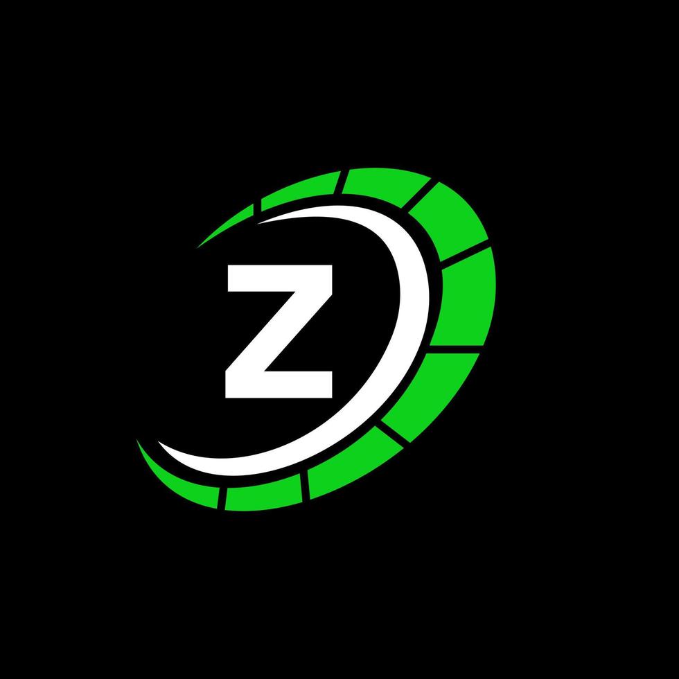 logo de voiture de sport sur le concept de vitesse lettre z. modèle automobile de voiture pour le service de voitures, réparation de voitures avec symbole de compteur de vitesse vecteur