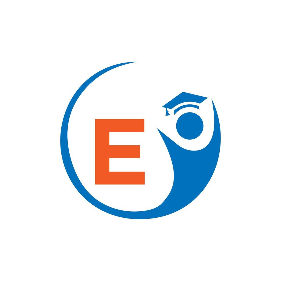 modèle de logo lettre e education. logo de l'éducation concept de chapeau de l'éducation initiale vecteur