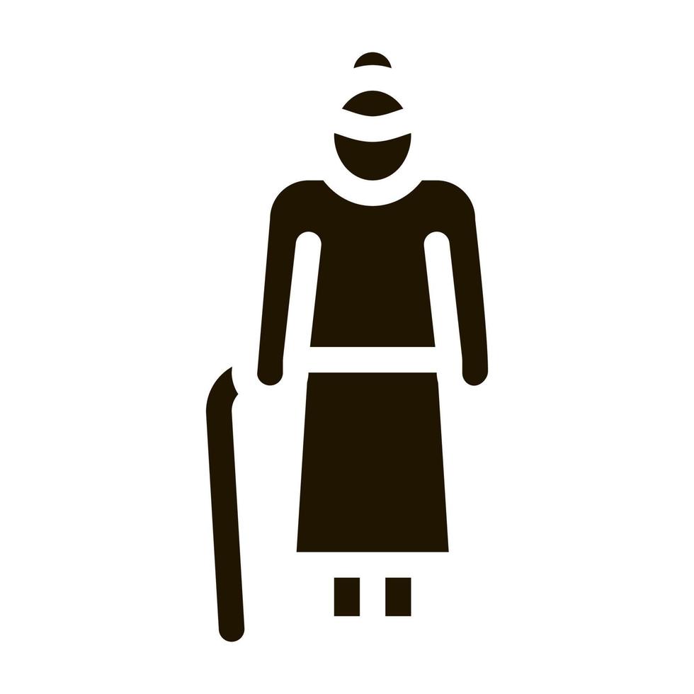 vieille femme bâton icône vecteur glyphe illustration