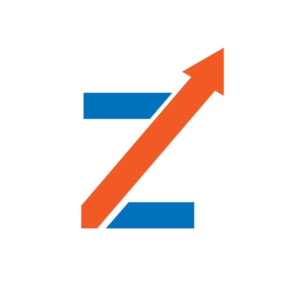 logo financier lettre z. concept de flèche de croissance initiale. modèle de conception de logo de gestion financière et comptable de collecte de fonds vecteur