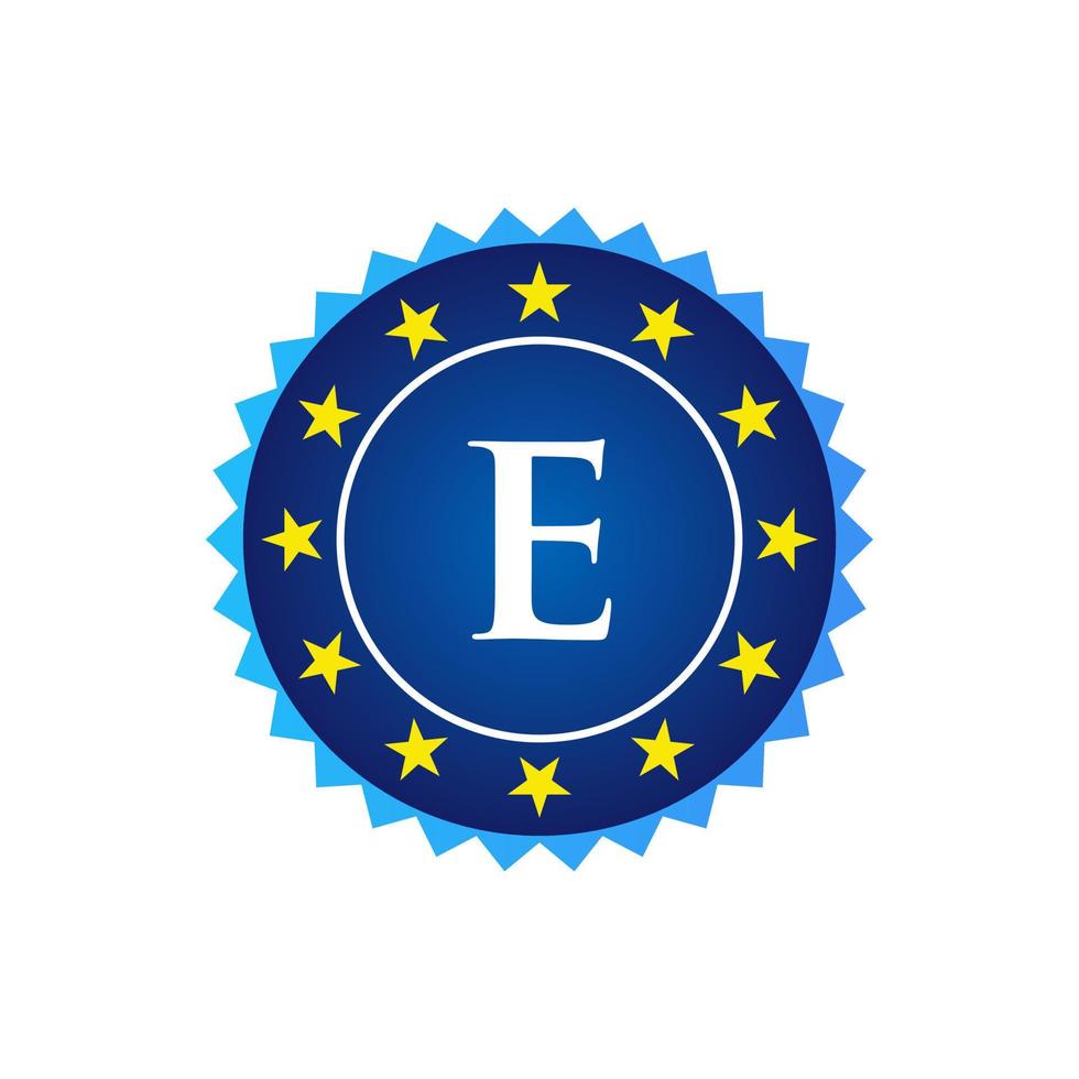 lettre e badge vintage modèle de logo vectoriel rétro badges, étiquettes, emblèmes, marques et design