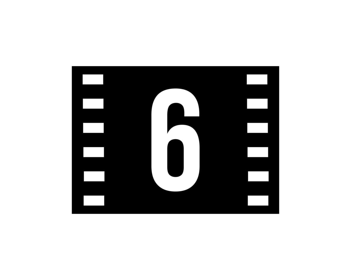 logo de film de mouvement sur la lettre 6. signe de film de film, logo de production de film vecteur