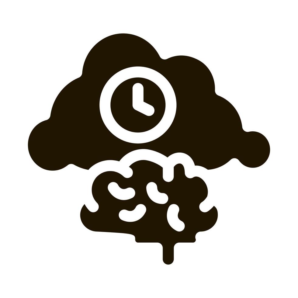 cerveau nuage horloge icône vecteur glyphe illustration