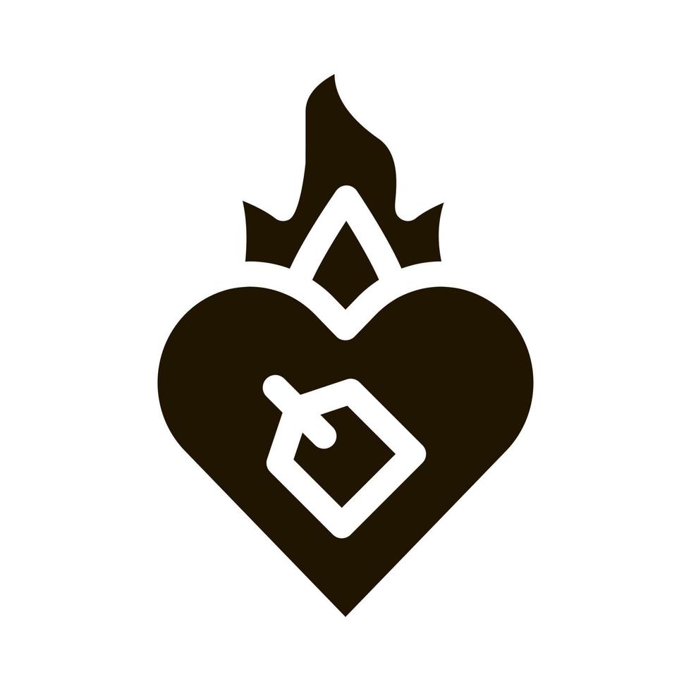 illustration de glyphe de vecteur icône coeur brûlant