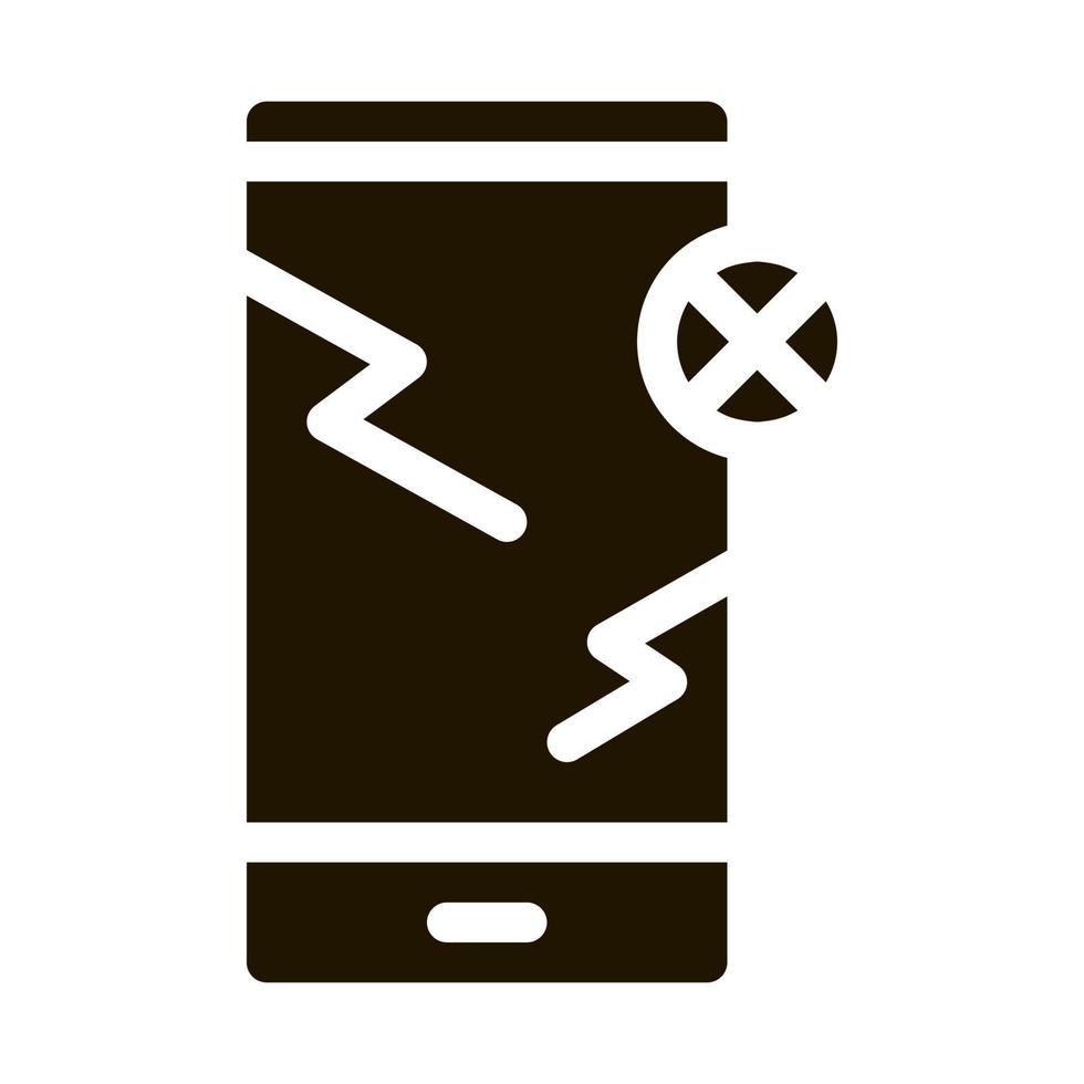 illustration de glyphe de vecteur icône smartphone cassé