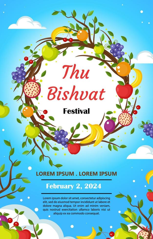 affiche du festival tu bishvat vecteur