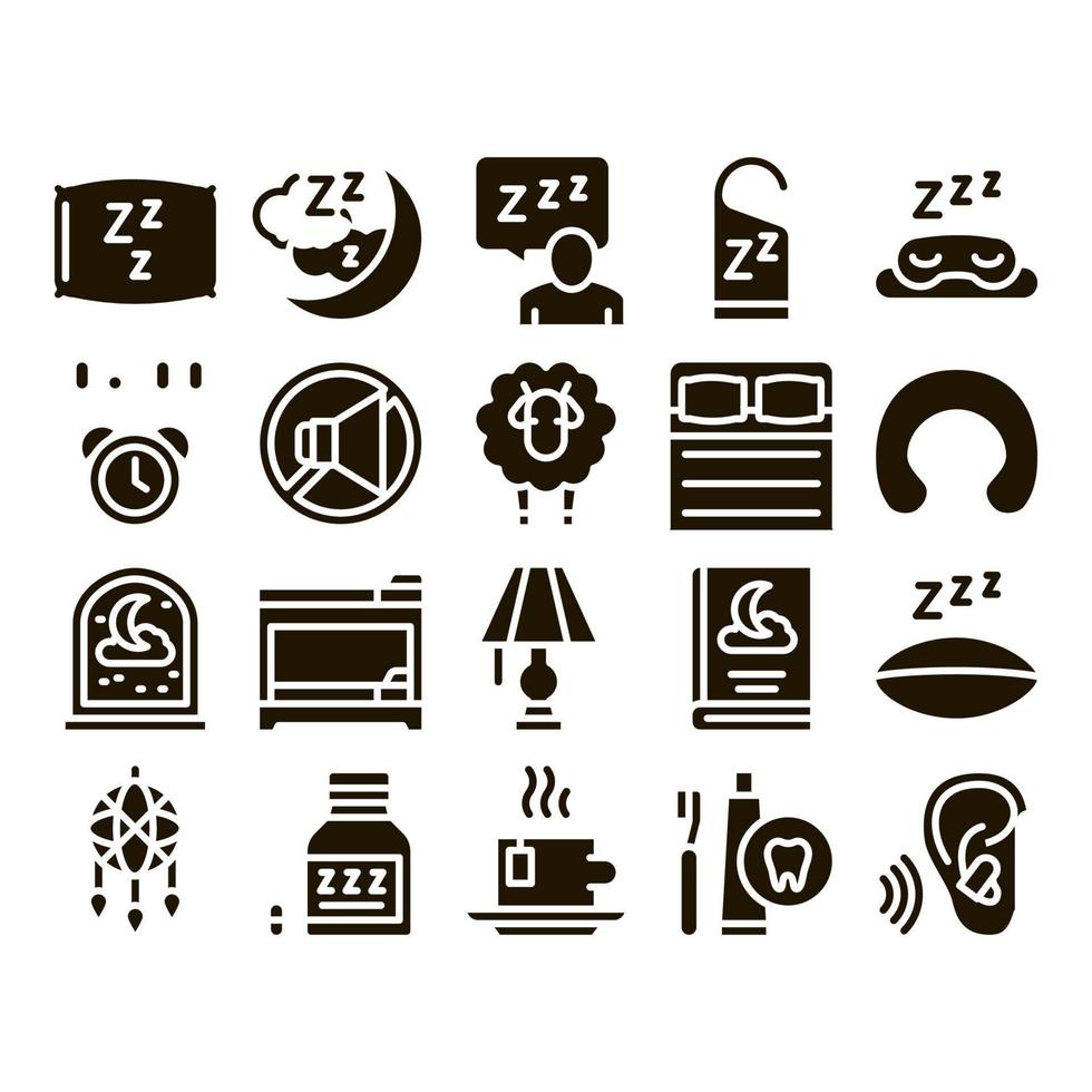 vecteur de jeu de glyphes de dispositifs de temps de sommeil