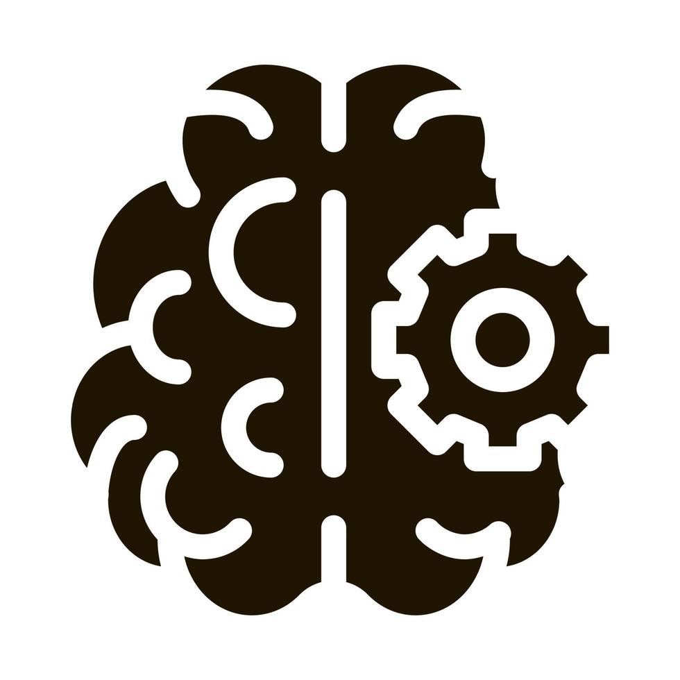 illustration de l'icône d'engrenage du cerveau et du mécanisme vecteur