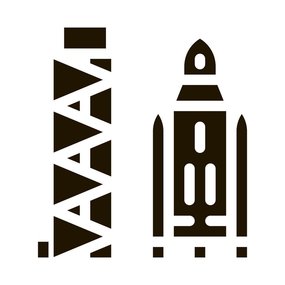 tour avec illustration d'icône de vaisseau spatial vecteur