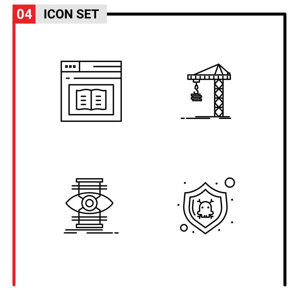 groupe de 4 couleurs plates modernes remplies pour la construction de livres apprenant des éléments de conception vectoriels modifiables pour l'oeil de la grue vecteur