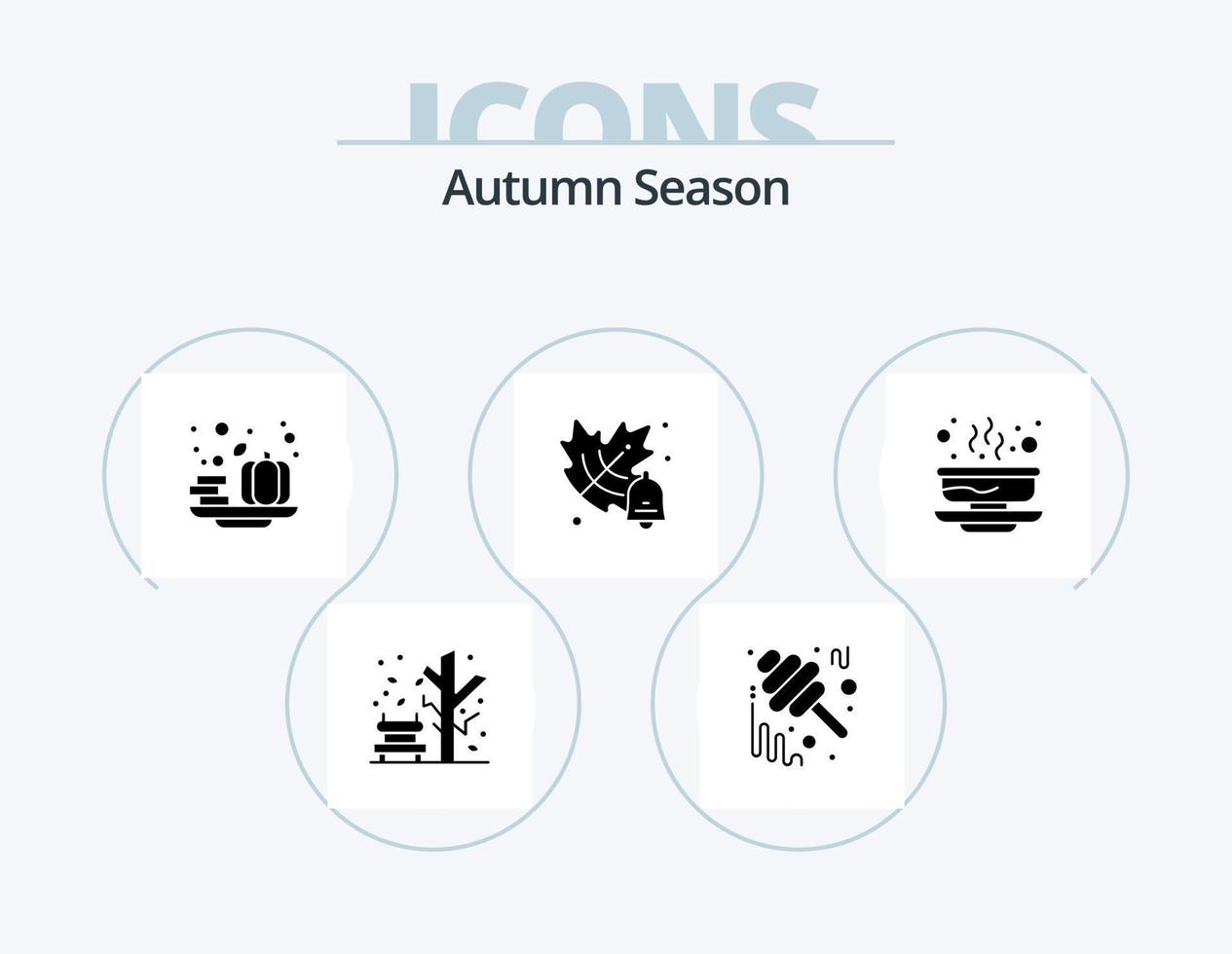 pack d'icônes de glyphe d'automne 5 conception d'icônes. chaud. l'école. pot. éducation. légume vecteur