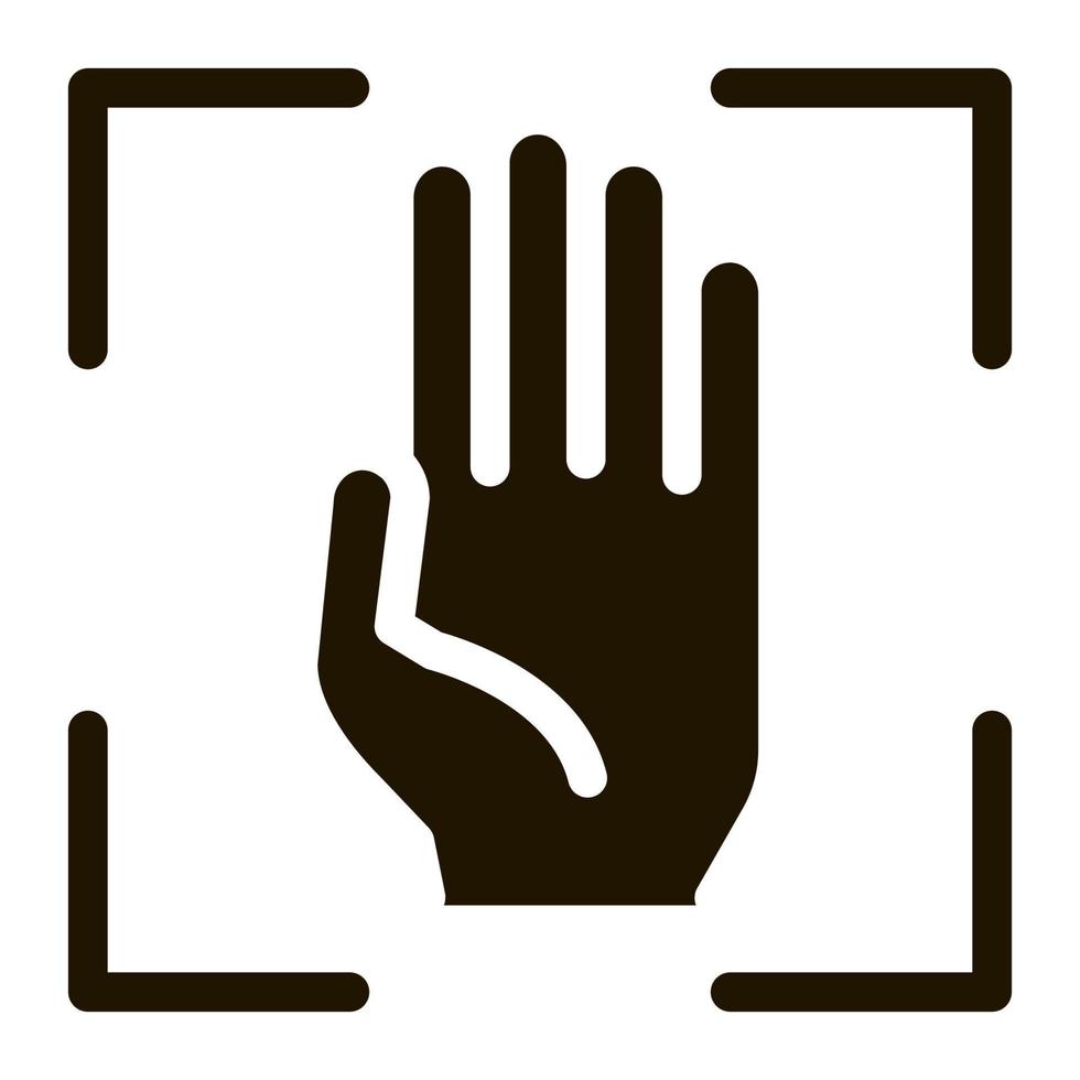 illustration de glyphe de vecteur d'icône de balayage d'empreinte de main de personne