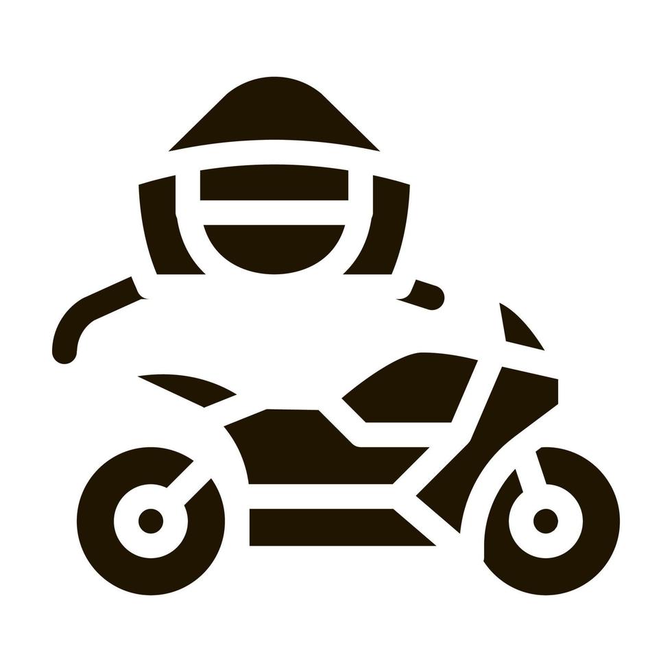 illustration de glyphe de vecteur d'icône de conducteur de transport de moto