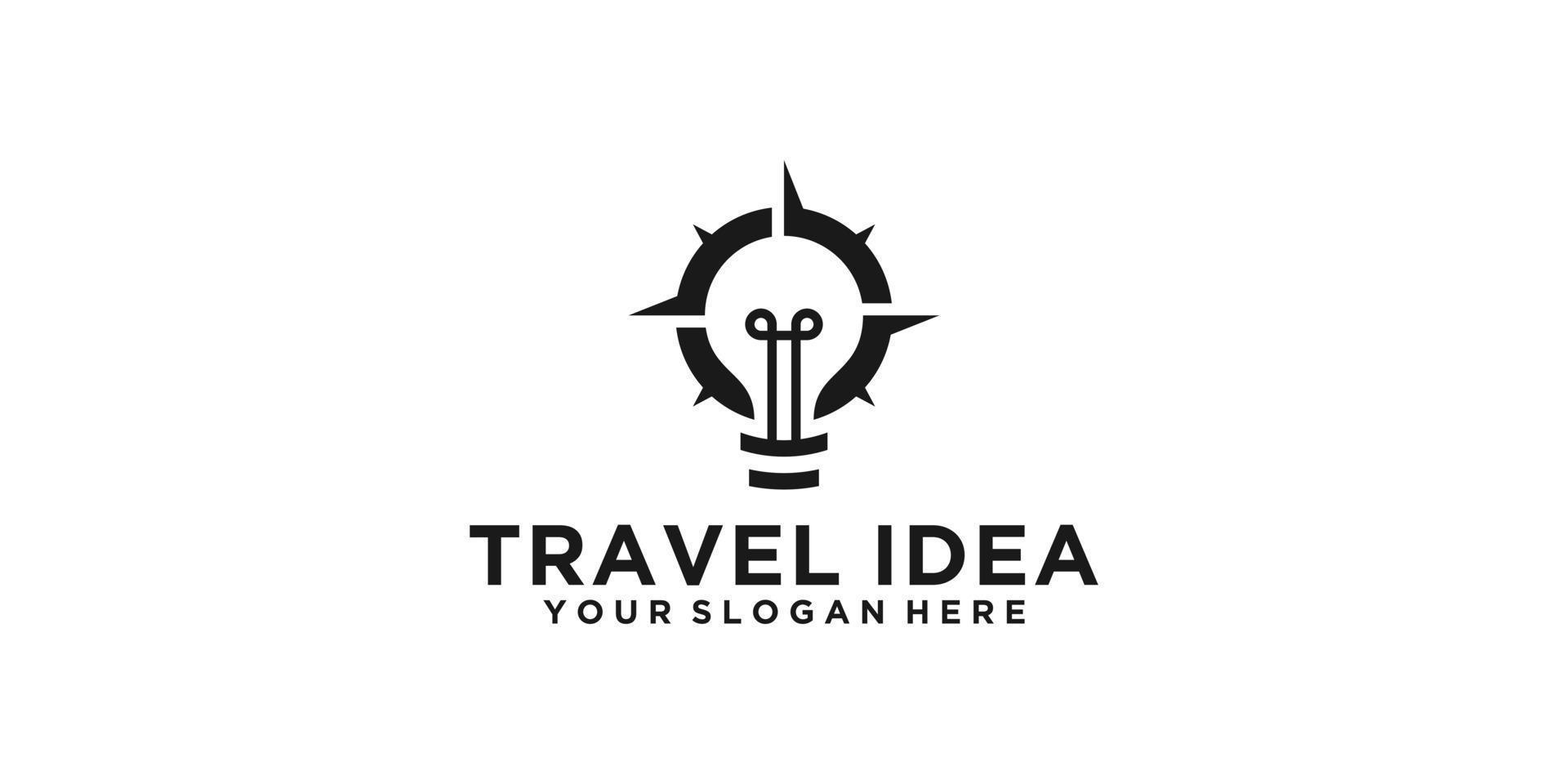 logo créatif ampoule et boussole vecteur