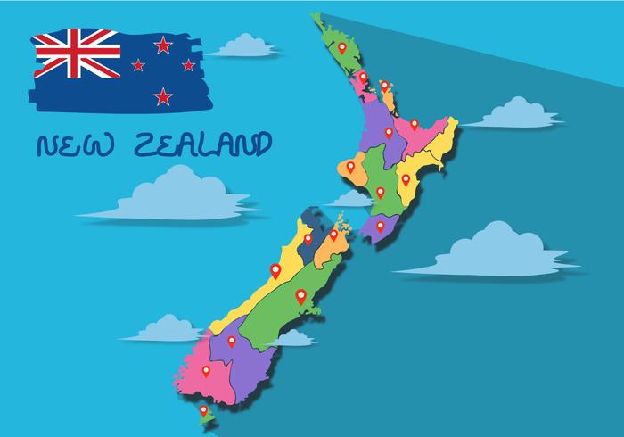 Carte de Flat New Zealand vecteur