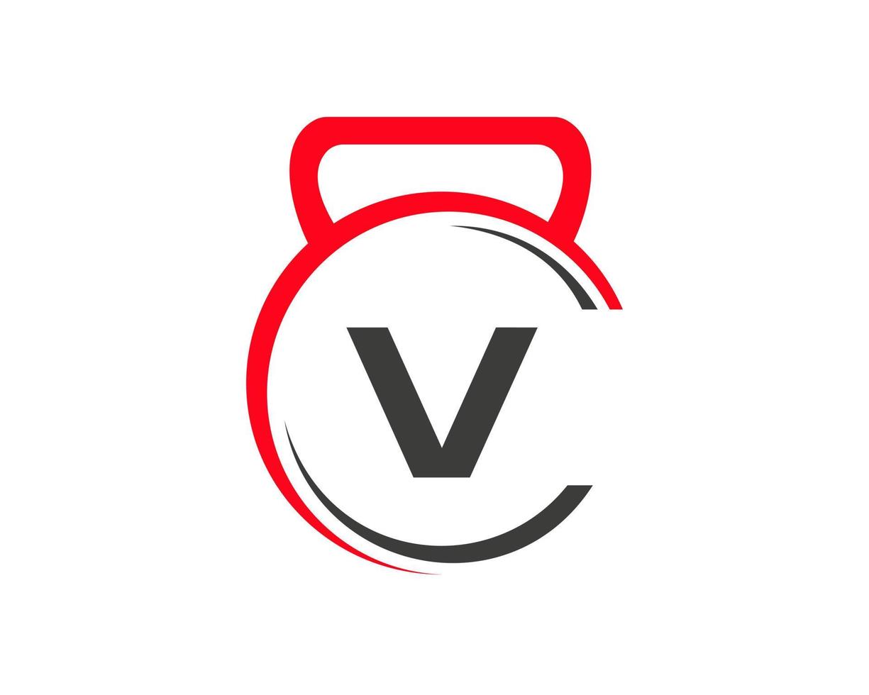 création de logo de salle de fitness lettre v. logo de l'exercice du club de remise en forme vecteur