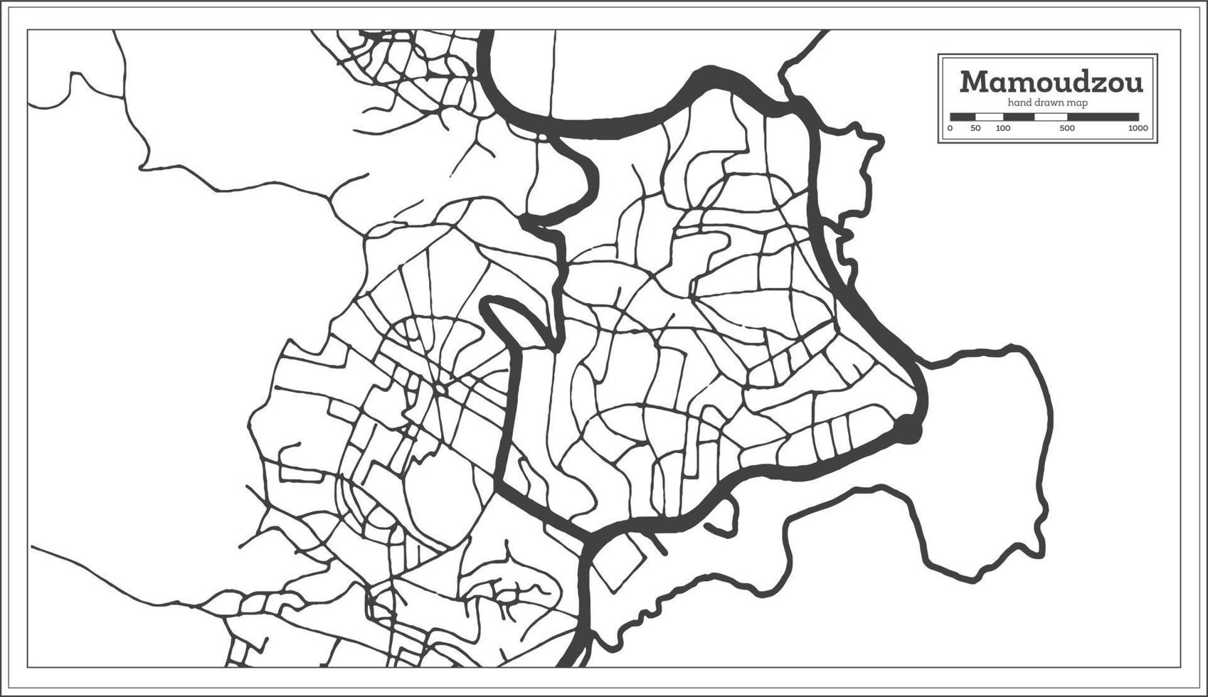 plan de la ville de mamoudzou mayotte dans un style rétro. carte muette. vecteur