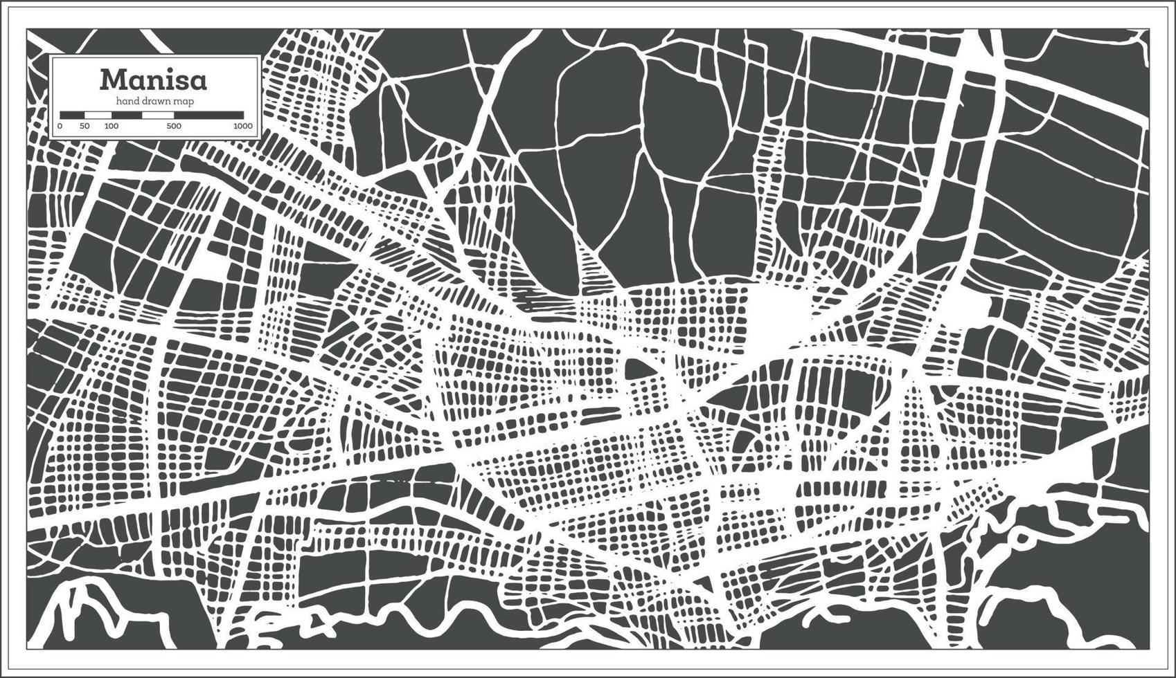 plan de la ville de manisa turquie dans un style rétro. carte muette. vecteur