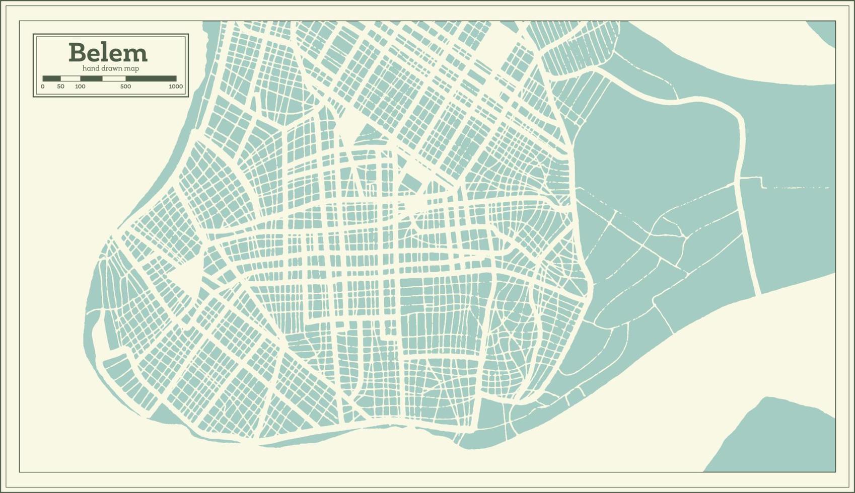 plan de la ville de belem brésil dans un style rétro. carte muette. vecteur