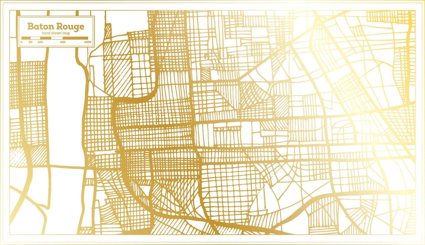 baton rouge louisiane usa plan de la ville dans un style rétro de couleur dorée. carte muette. vecteur