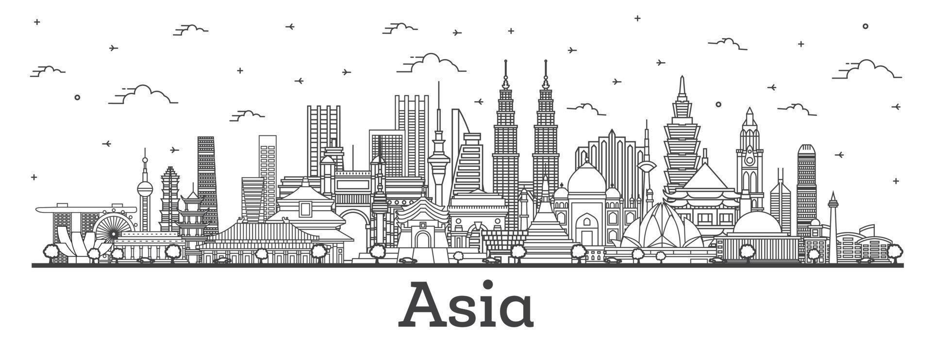 paysage asiatique. décrire les monuments célèbres en asie. illustration vectorielle. vecteur