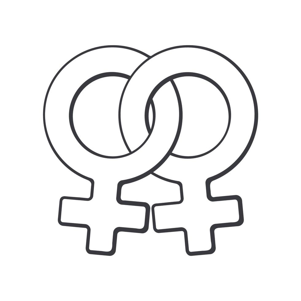 doodle symbole de vénus homosexuel féminin vecteur