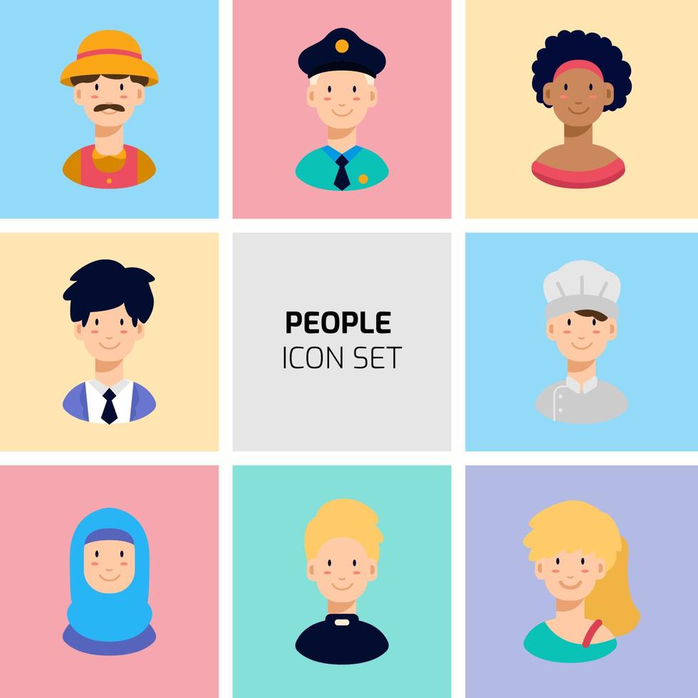 collection de jeux d'icônes d'avatar de différentes personnes. illustration vectorielle de dessin animé plat vecteur