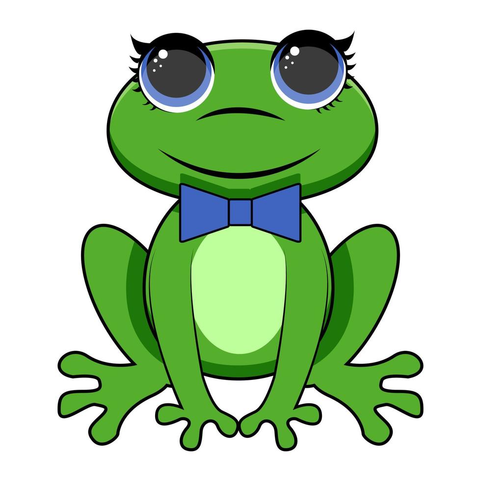 jolie grenouille assise. illustration d'icône de vecteur de dessin animé. concept d'icône d'amour animal isolé vecteur premium. style de dessin animé plat