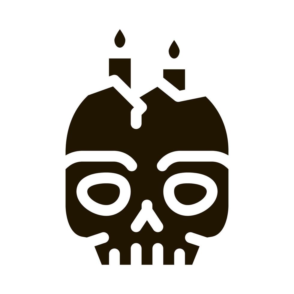 halloween crâne bougie icône vecteur glyphe illustration