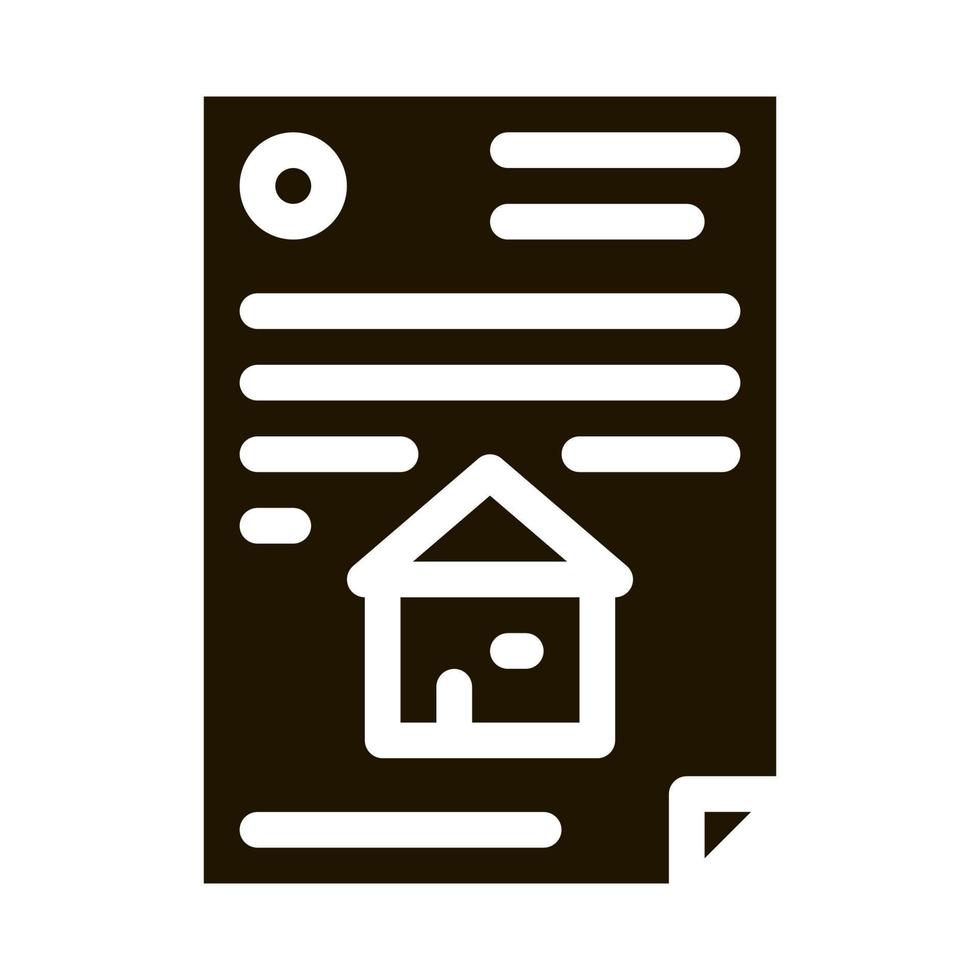 illustration de glyphe de vecteur d'icône de document de maison
