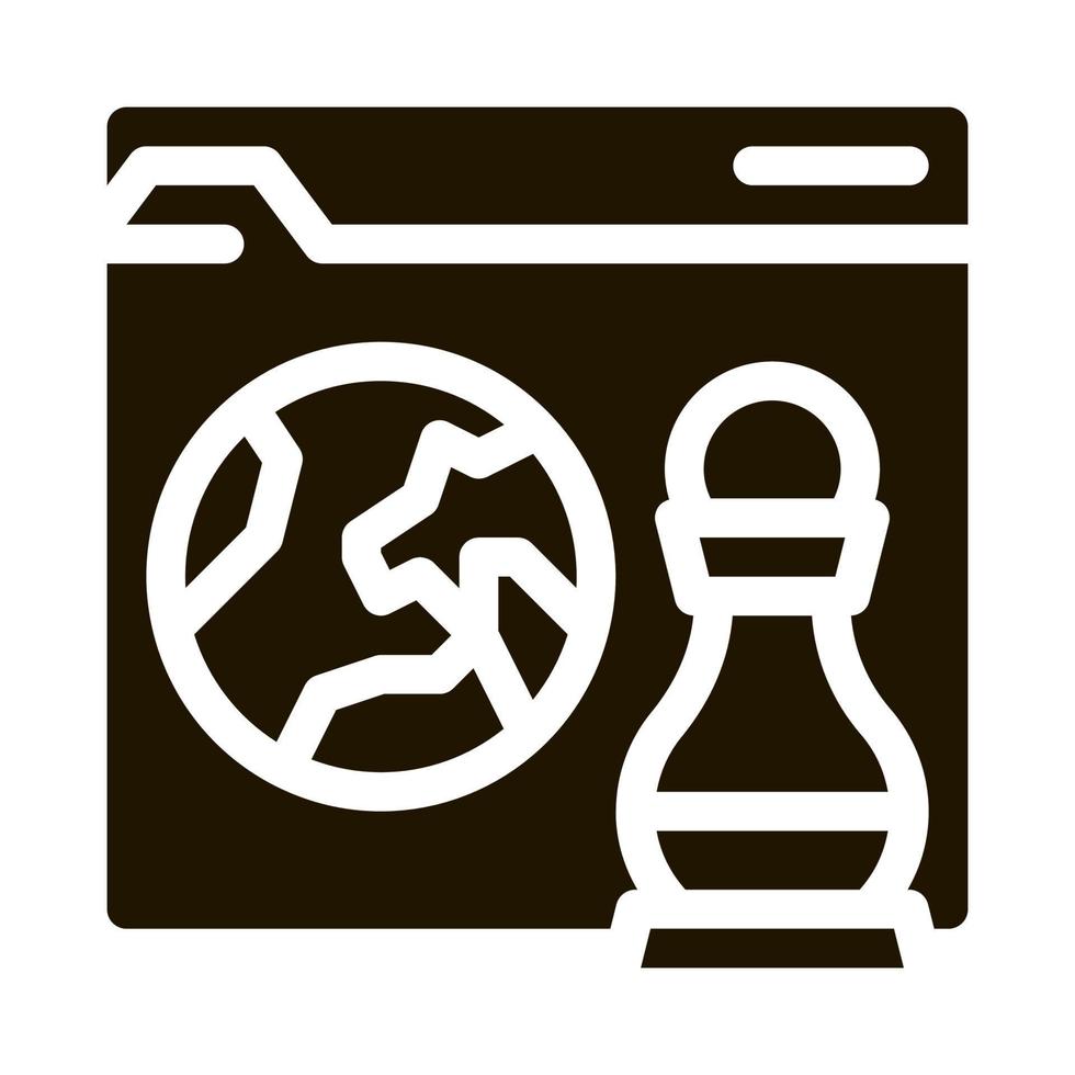 figure d'échecs et terre sur l'illustration de glyphe de vecteur d'icône de site Web