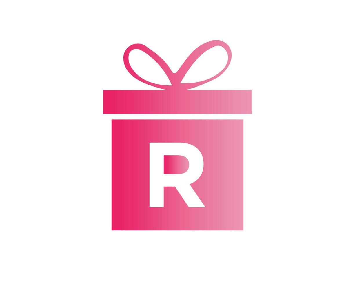 modèle vectoriel de logo de boîte cadeau lettre r