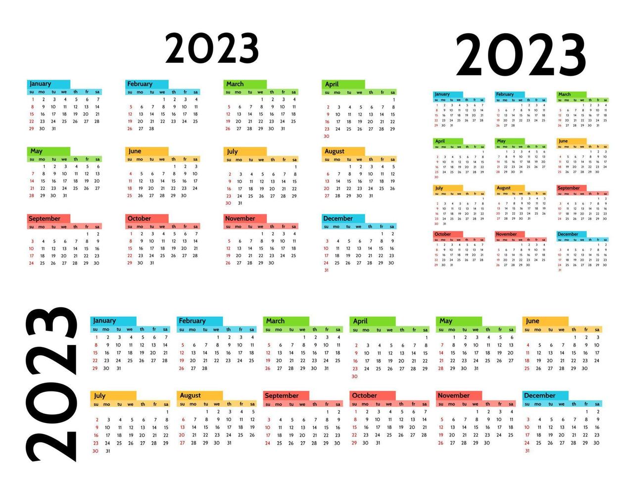 calendrier pour 2023 isolé sur fond blanc vecteur