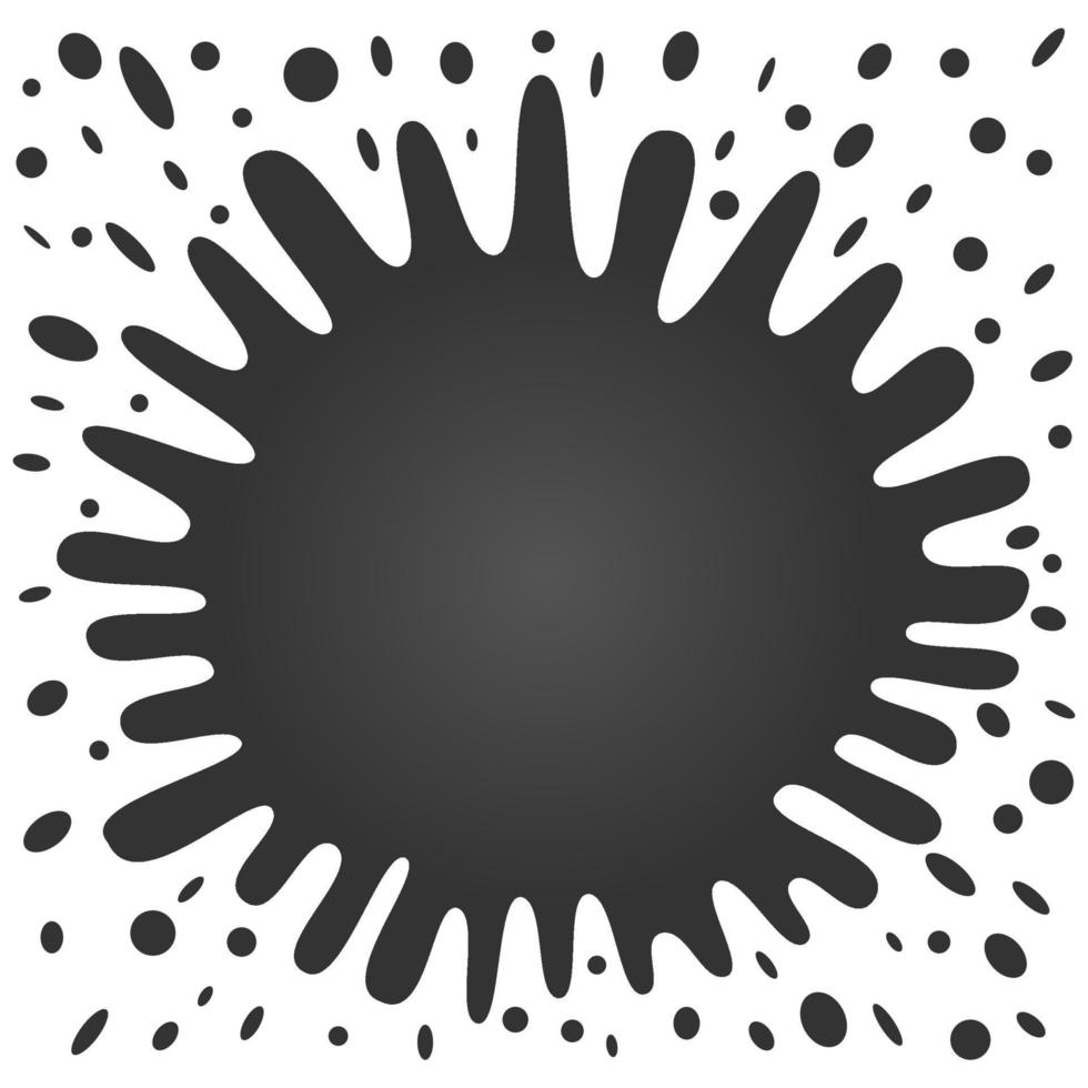 grande éclaboussure noire avec beaucoup de petites éclaboussures sur fond blanc. illustration vectorielle vecteur