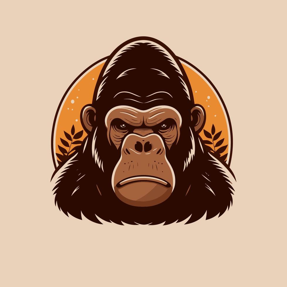tête de gorille logo animal personnage logo mascotte vecteur dessin animé modèle de conception