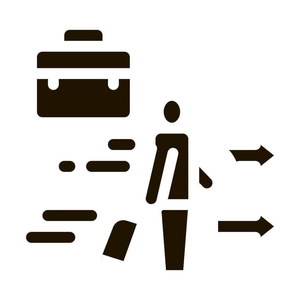 homme avec illustration de glyphe de vecteur d'icône de valise d'affaires