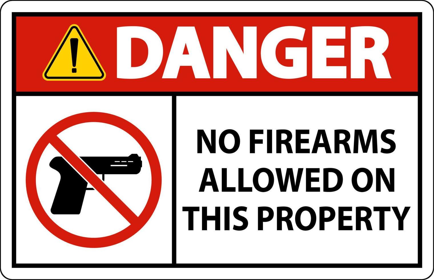 panneau de danger pas d'armes à feu autorisées sur cette propriété vecteur